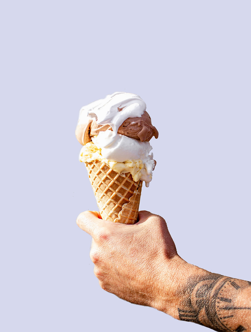 Vaffel med italiensk gelato fra Is Kompagniet